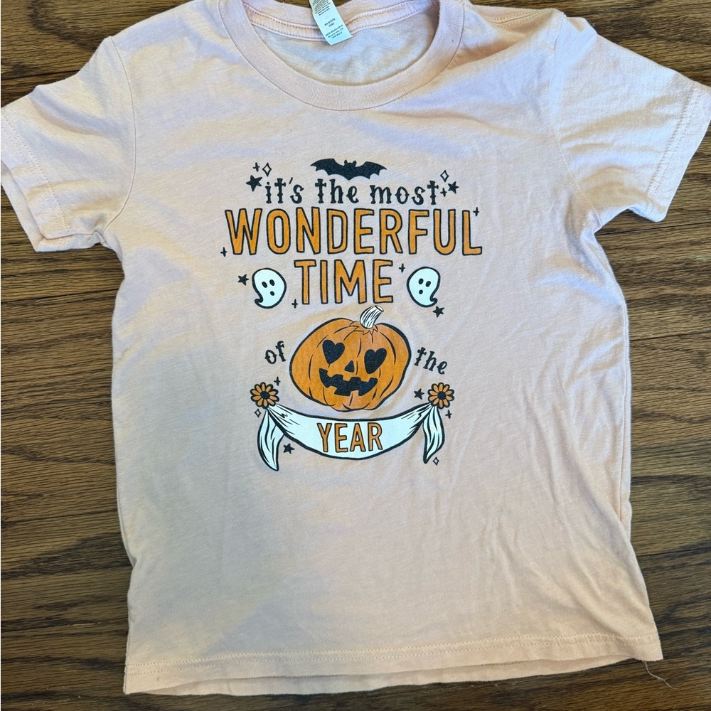 Bella Canvas Kids Halloween Pumpkin Tee - Light Pink